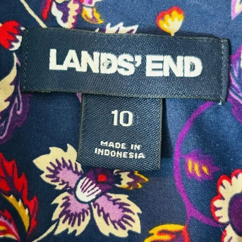 Lands’ End No Iron Supima 10 essential print button front long sleeve shirt